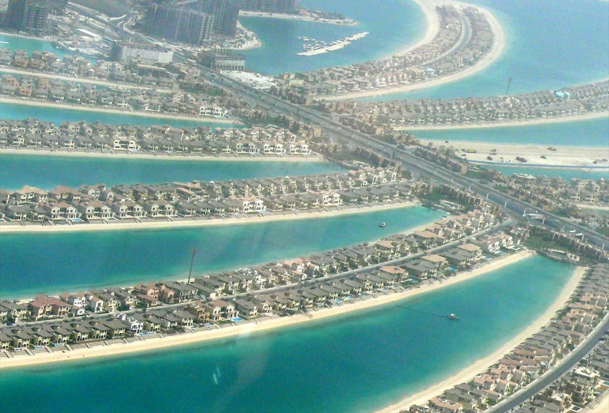 Aerial view of Palm Jumeirah and its coastline